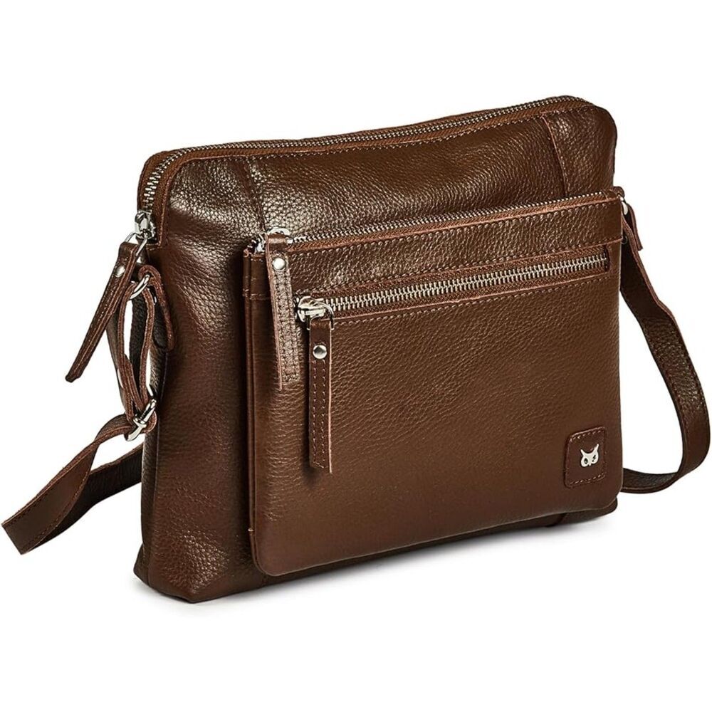 Women Chocolate Imported Leather Polyester Soft Pebbled Crossbody Shoulder Bag